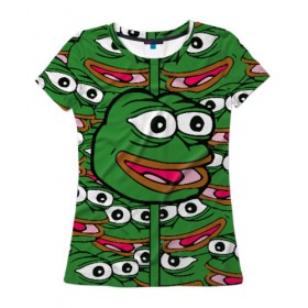 Женская футболка 3D с принтом Good / Sad frog в Тюмени, 100% полиэфир ( синтетическое хлопкоподобное полотно) | прямой крой, круглый вырез горловины, длина до линии бедер | bad | dab | frog | good | kek | pepe | sad | кек | лягушка | мем | мемы | пепе | со смыслом | фрог