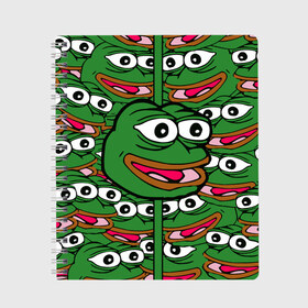 Тетрадь с принтом Good Sad frog в Тюмени, 100% бумага | 48 листов, плотность листов — 60 г/м2, плотность картонной обложки — 250 г/м2. Листы скреплены сбоку удобной пружинной спиралью. Уголки страниц и обложки скругленные. Цвет линий — светло-серый
 | Тематика изображения на принте: bad | dab | frog | good | kek | pepe | sad | кек | лягушка | мем | мемы | пепе | со смыслом | фрог