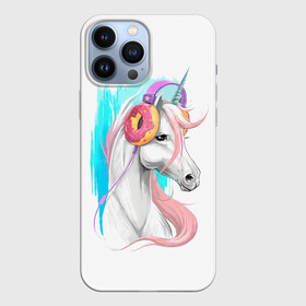 Чехол для iPhone 13 Pro Max с принтом Music Unicorn Art в Тюмени,  |  | Тематика изображения на принте: волшебный | единорог | единорожик | единорожка | магия | музыка | пончик | пончики