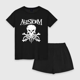 Женская пижама с шортиками хлопок с принтом Alestorm в Тюмени, 100% хлопок | футболка прямого кроя, шорты свободные с широкой мягкой резинкой | alestorm | metal | группы | метал | музыка | пауэр метал | рок | фолк метал | хэви метал