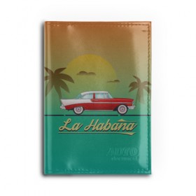 Обложка для автодокументов с принтом La Habana в Тюмени, натуральная кожа |  размер 19,9*13 см; внутри 4 больших “конверта” для документов и один маленький отдел — туда идеально встанут права | american | car | cuba | habana | taxi | travel