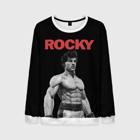 Мужской свитшот 3D с принтом ROCKY в Тюмени, 100% полиэстер с мягким внутренним слоем | круглый вырез горловины, мягкая резинка на манжетах и поясе, свободная посадка по фигуре | creed | jordan | lundgren | mix fight | mixfight | stallone | ufc | бальбоа | бокс | джордан | крид | лундгрен | мышцы | ринг | роки | рокки | сильвестр | сталлоне | сталоне