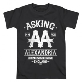 Мужская футболка хлопок с принтом Asking Alexandria в Тюмени, 100% хлопок | прямой крой, круглый вырез горловины, длина до линии бедер, слегка спущенное плечо. | Тематика изображения на принте: asking alexandria | аскинг александриа | группы | метал | музыка | рок | хэви метал | электроникор