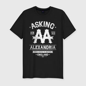 Мужская футболка премиум с принтом Asking Alexandria в Тюмени, 92% хлопок, 8% лайкра | приталенный силуэт, круглый вырез ворота, длина до линии бедра, короткий рукав | asking alexandria | аскинг александриа | группы | метал | музыка | рок | хэви метал | электроникор