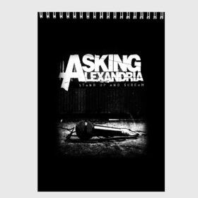 Скетчбук с принтом Asking Alexandria в Тюмени, 100% бумага
 | 48 листов, плотность листов — 100 г/м2, плотность картонной обложки — 250 г/м2. Листы скреплены сверху удобной пружинной спиралью | asking alexandria | аскинг александриа | группы | метал | музыка | рок | хэви метал | электроникор