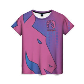 Женская футболка 3D с принтом Team Liquid в Тюмени, 100% полиэфир ( синтетическое хлопкоподобное полотно) | прямой крой, круглый вырез горловины, длина до линии бедер | dota | liquid | team | the international | дота | игры | кибер | ликвид | спорт | тим