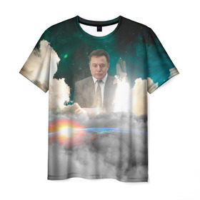 Мужская футболка 3D с принтом Elon Musk Thinker (Илон Маск) в Тюмени, 100% полиэфир | прямой крой, круглый вырез горловины, длина до линии бедер | Тематика изображения на принте: elon musk | space | space x | tesla | дым | илон маск | инопланетяне | космос | личность | мыслитель | облака | планета | ракета | спейс | тесла | философ | шаттл