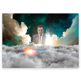 Поздравительная открытка с принтом Elon Musk Thinker (Илон Маск) в Тюмени, 100% бумага | плотность бумаги 280 г/м2, матовая, на обратной стороне линовка и место для марки
 | elon musk | space | space x | tesla | дым | илон маск | инопланетяне | космос | личность | мыслитель | облака | планета | ракета | спейс | тесла | философ | шаттл