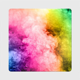 Магнит виниловый Квадрат с принтом Радужный дым в Тюмени, полимерный материал с магнитным слоем | размер 9*9 см, закругленные углы | holi | праздник красок | радуга | радужный дым | холи | цвета радуги | яркий