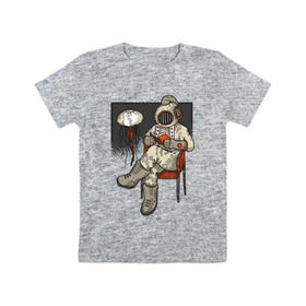 Детская футболка хлопок с принтом Дайвер Steampunk в Тюмени, 100% хлопок | круглый вырез горловины, полуприлегающий силуэт, длина до линии бедер | diver | steampunk | дайвер | книга | книги | медуза | стим панк | стимпанк | читает