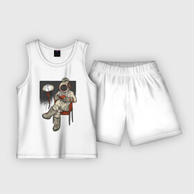Детская пижама с шортами хлопок с принтом Дайвер Steampunk в Тюмени,  |  | diver | steampunk | дайвер | книга | книги | медуза | стим панк | стимпанк | читает