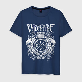 Мужская футболка хлопок с принтом Bullet For My Valentine в Тюмени, 100% хлопок | прямой крой, круглый вырез горловины, длина до линии бедер, слегка спущенное плечо. | bfmv | bullet for my valentine | metal | rock | группы | метал | музыка | рок | трэш