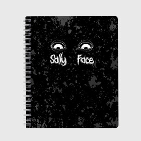 Тетрадь с принтом SALLY FACE Eyes в Тюмени, 100% бумага | 48 листов, плотность листов — 60 г/м2, плотность картонной обложки — 250 г/м2. Листы скреплены сбоку удобной пружинной спиралью. Уголки страниц и обложки скругленные. Цвет линий — светло-серый
 | blue | face | fisher | game | games | gizmo | hair | larry | mask | sally | волосы | гизмо | голубые | игра | игры | ларри | маска | протез | сали | салли | синие | синий | триллер | ужасы | фейс | фишер | фэйс | хоррор