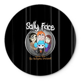 Коврик для мышки круглый с принтом Sally Face Episode Three в Тюмени, резина и полиэстер | круглая форма, изображение наносится на всю лицевую часть | blue | face | fisher | game | games | gizmo | hair | larry | mask | sally | волосы | гизмо | голубые | игра | игры | ларри | маска | протез | сали | салли | синие | синий | триллер | ужасы | фейс | фишер | фэйс | хоррор