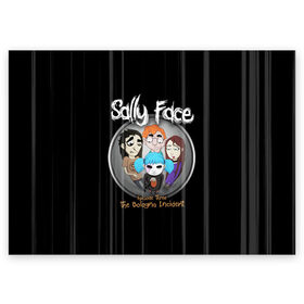 Поздравительная открытка с принтом Sally Face Episode Three в Тюмени, 100% бумага | плотность бумаги 280 г/м2, матовая, на обратной стороне линовка и место для марки
 | Тематика изображения на принте: blue | face | fisher | game | games | gizmo | hair | larry | mask | sally | волосы | гизмо | голубые | игра | игры | ларри | маска | протез | сали | салли | синие | синий | триллер | ужасы | фейс | фишер | фэйс | хоррор
