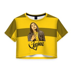 Женская футболка 3D укороченная с принтом Элджей арт в Тюмени, 100% полиэстер | круглая горловина, длина футболки до линии талии, рукава с отворотами | 