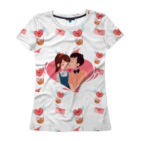 Женская футболка 3D с принтом Влюбленная пара в Тюмени, 100% полиэфир ( синтетическое хлопкоподобное полотно) | прямой крой, круглый вырез горловины, длина до линии бедер | 