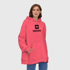 Худи SuperOversize хлопок с принтом DISCORD в Тюмени, 70% хлопок, 30% полиэстер, мягкий начес внутри | карман-кенгуру, эластичная резинка на манжетах и по нижней кромке, двухслойный капюшон
 | дискорд | игры | скайп