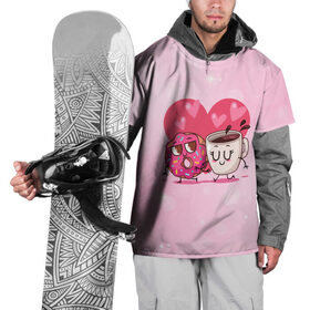 Накидка на куртку 3D с принтом Созданы друг для друга в Тюмени, 100% полиэстер |  | 14 февраля | влюбленность | влюбленные | день влюбленных | день святого валентина | кофе | кружка | любовь | милые | пончик | романтика | романтическая | сердечки | сердце | чай