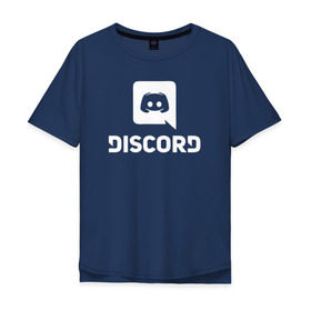 Мужская футболка хлопок Oversize с принтом Discord в Тюмени, 100% хлопок | свободный крой, круглый ворот, “спинка” длиннее передней части | voip | дискорд | игры | мессенджер | связь | скайп