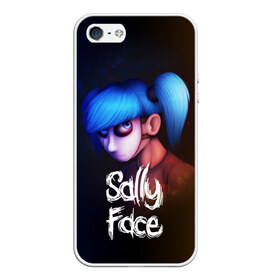 Чехол для iPhone 5/5S матовый с принтом SALLY FACE в Тюмени, Силикон | Область печати: задняя сторона чехла, без боковых панелей | blue | face | fisher | game | games | gizmo | hair | larry | mask | sally | волосы | гизмо | голубые | игра | игры | ларри | маска | протез | сали | салли | синие | синий | триллер | ужасы | фейс | фишер | фэйс | хоррор