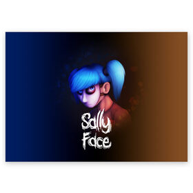 Поздравительная открытка с принтом SALLY FACE в Тюмени, 100% бумага | плотность бумаги 280 г/м2, матовая, на обратной стороне линовка и место для марки
 | Тематика изображения на принте: blue | face | fisher | game | games | gizmo | hair | larry | mask | sally | волосы | гизмо | голубые | игра | игры | ларри | маска | протез | сали | салли | синие | синий | триллер | ужасы | фейс | фишер | фэйс | хоррор