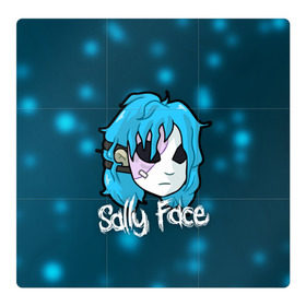 Магнитный плакат 3Х3 с принтом Sally Face в Тюмени, Полимерный материал с магнитным слоем | 9 деталей размером 9*9 см | blue | face | fisher | game | games | gizmo | hair | larry | mask | sally | волосы | гизмо | голубые | игра | игры | ларри | маска | протез | сали | салли | синие | синий | триллер | ужасы | фейс | фишер | фэйс | хоррор