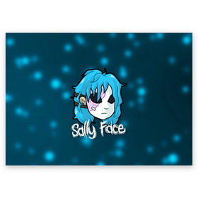 Поздравительная открытка с принтом Sally Face в Тюмени, 100% бумага | плотность бумаги 280 г/м2, матовая, на обратной стороне линовка и место для марки
 | Тематика изображения на принте: blue | face | fisher | game | games | gizmo | hair | larry | mask | sally | волосы | гизмо | голубые | игра | игры | ларри | маска | протез | сали | салли | синие | синий | триллер | ужасы | фейс | фишер | фэйс | хоррор