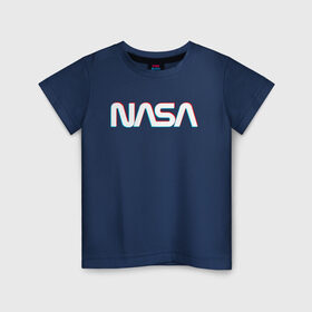 Детская футболка хлопок с принтом NASA GLITCH в Тюмени, 100% хлопок | круглый вырез горловины, полуприлегающий силуэт, длина до линии бедер | Тематика изображения на принте: galaxy | nasa | space | space company | star | астрономия | галактика | звезды | космическая компания | космос | наса