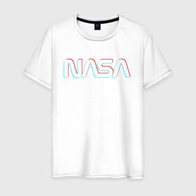 Мужская футболка хлопок с принтом NASA GLITCH в Тюмени, 100% хлопок | прямой крой, круглый вырез горловины, длина до линии бедер, слегка спущенное плечо. | galaxy | nasa | space | space company | star | астрономия | галактика | звезды | космическая компания | космос | наса