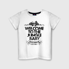 Детская футболка хлопок с принтом Welcome to the Jungle в Тюмени, 100% хлопок | круглый вырез горловины, полуприлегающий силуэт, длина до линии бедер | 80s | 80е | axl | duff | guns n roses | rock | slash