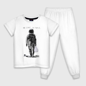 Детская пижама хлопок с принтом Мы пришли с миром в Тюмени, 100% хлопок |  брюки и футболка прямого кроя, без карманов, на брюках мягкая резинка на поясе и по низу штанин
 | арт | космонавт | космос | мир | мусор | экология
