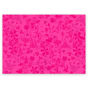 Поздравительная открытка с принтом Романтика в Тюмени, 100% бумага | плотность бумаги 280 г/м2, матовая, на обратной стороне линовка и место для марки
 | нежный | розовый | узоры | цветы