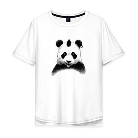 Мужская футболка хлопок Oversize с принтом Панда Панк в Тюмени, 100% хлопок | свободный крой, круглый ворот, “спинка” длиннее передней части | Тематика изображения на принте: panda | рок