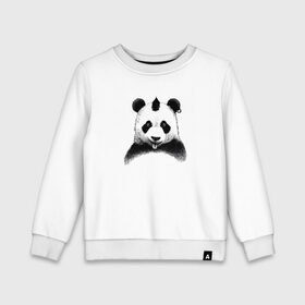 Детский свитшот хлопок с принтом Панда Панк в Тюмени, 100% хлопок | круглый вырез горловины, эластичные манжеты, пояс и воротник | Тематика изображения на принте: panda | рок