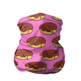 Бандана-труба 3D с принтом Пончики Паттерн в Тюмени, 100% полиэстер, ткань с особыми свойствами — Activecool | плотность 150‒180 г/м2; хорошо тянется, но сохраняет форму | Тематика изображения на принте: donut | вкусный | вкусняшка | еда | пончик | розовый