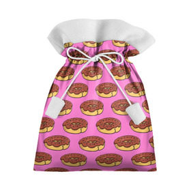 Подарочный 3D мешок с принтом Пончики Паттерн в Тюмени, 100% полиэстер | Размер: 29*39 см | Тематика изображения на принте: donut | вкусный | вкусняшка | еда | пончик | розовый