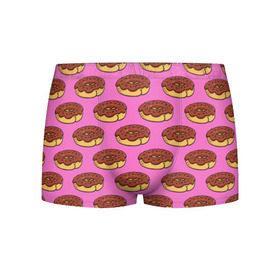 Мужские трусы 3D с принтом Пончики Паттерн в Тюмени, 50% хлопок, 50% полиэстер | классическая посадка, на поясе мягкая тканевая резинка | Тематика изображения на принте: donut | вкусный | вкусняшка | еда | пончик | розовый