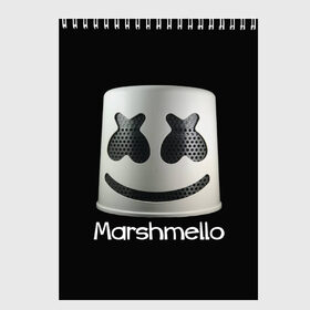 Скетчбук с принтом Marshmello в Тюмени, 100% бумага
 | 48 листов, плотность листов — 100 г/м2, плотность картонной обложки — 250 г/м2. Листы скреплены сверху удобной пружинной спиралью | marshmello | диджей | клуб | клубная музыка | маршмеллоу | маршмэлло | маршмэллоу | музыка | электронная