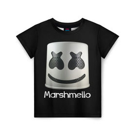 Детская футболка 3D с принтом Marshmello в Тюмени, 100% гипоаллергенный полиэфир | прямой крой, круглый вырез горловины, длина до линии бедер, чуть спущенное плечо, ткань немного тянется | marshmello | диджей | клуб | клубная музыка | маршмеллоу | маршмэлло | маршмэллоу | музыка | электронная