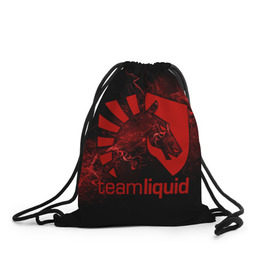 Рюкзак-мешок 3D с принтом Team Liquid в Тюмени, 100% полиэстер | плотность ткани — 200 г/м2, размер — 35 х 45 см; лямки — толстые шнурки, застежка на шнуровке, без карманов и подкладки | dota | liquid | team | the international | дота | игры | кибер | ликвид | спорт | тим