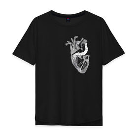 Мужская футболка хлопок Oversize с принтом Astronaut in Heart в Тюмени, 100% хлопок | свободный крой, круглый ворот, “спинка” длиннее передней части | space | анатомия | астронавт | вселенная | звезды | космонавт | космос | луна | любовь | планета | сердце