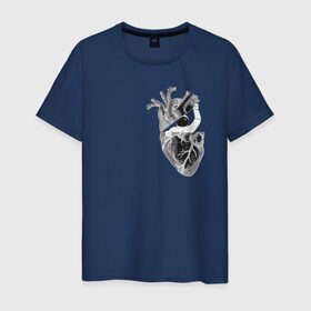 Мужская футболка хлопок с принтом Astronaut in Heart в Тюмени, 100% хлопок | прямой крой, круглый вырез горловины, длина до линии бедер, слегка спущенное плечо. | space | анатомия | астронавт | вселенная | звезды | космонавт | космос | луна | любовь | планета | сердце