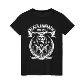 Женская футболка хлопок с принтом Black Sabbath в Тюмени, 100% хлопок | прямой крой, круглый вырез горловины, длина до линии бедер, слегка спущенное плечо | black sabbath | hard rock | heavy metal | блэк сабат | группы | метал | музыка | оззи осборн | рок | хард рок | хэви метал