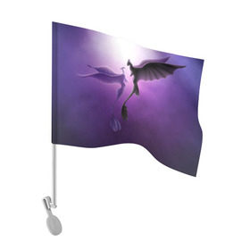 Флаг для автомобиля с принтом как приручить дракона в Тюмени, 100% полиэстер | Размер: 30*21 см | light fury | night fury | беззубик | дракон | как приручить дракона | ночная фурия