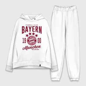 Женский костюм хлопок Oversize с принтом Бавария в Тюмени,  |  | bayern | fc bayern munchen | fcb | бавария | бундеслига | германия | мюнхенская бавария | форма | футбол | футболист | футбольная | футбольный клуб | футбольный клуб бавария мюнхен