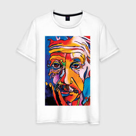 Мужская футболка хлопок с принтом Альберт Эйнштейн в Тюмени, 100% хлопок | прямой крой, круглый вырез горловины, длина до линии бедер, слегка спущенное плечо. | albert | einshtein | maths | альберт | арт | математика | математику | наука | подарок | технарь | ученому | ученый | физика | эйнштейн | яркий
