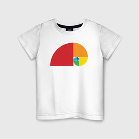 Детская футболка хлопок с принтом Радуга Фибоначчи в Тюмени, 100% хлопок | круглый вырез горловины, полуприлегающий силуэт, длина до линии бедер | золотое сечение | леонардо пизанский | математика | отношение | пропорция | улитка | фиббоначи | фибоначи | фибоначчи | числа