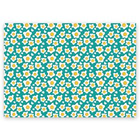Поздравительная открытка с принтом Яичница в Тюмени, 100% бумага | плотность бумаги 280 г/м2, матовая, на обратной стороне линовка и место для марки
 | egg | eggs | food | ornament | pattern | еда | орнамент | узор | яичница | яйца | яйцо
