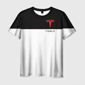 Мужская футболка 3D с принтом TESLA в Тюмени, 100% полиэфир | прямой крой, круглый вырез горловины, длина до линии бедер | car | elon | motors | musk | tesla | авто | автомобиль | илон | кар | лого | маск | машина | моторс | тесла | тэсла